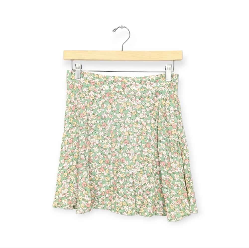 Elodie Mini Skirt S Mint Green Ditsy Floral Print Skater Feminine NWT